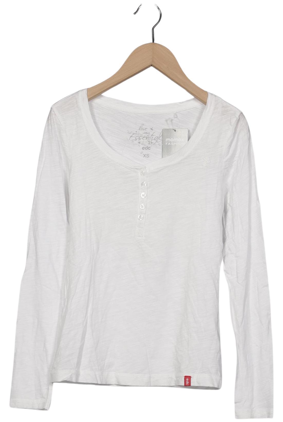 

edc by Esprit Damen Langarmshirt, weiß, Gr. 34