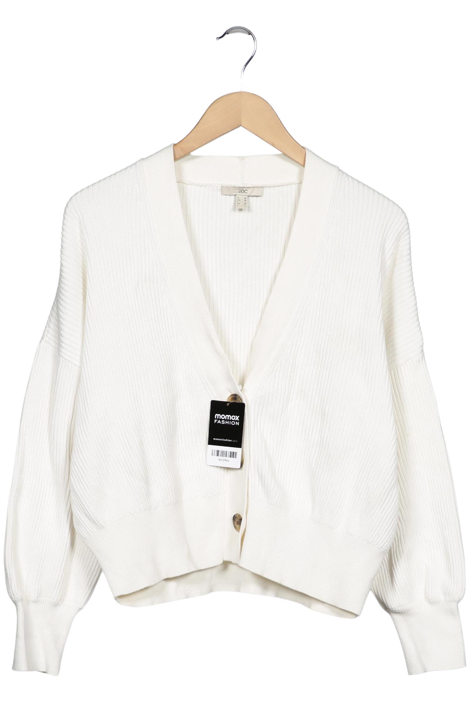 

edc by Esprit Damen Strickjacke, weiß, Gr. 38