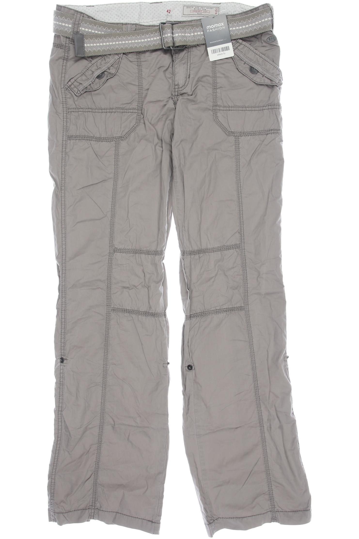 

edc by Esprit Damen Stoffhose, grau, Gr. 42