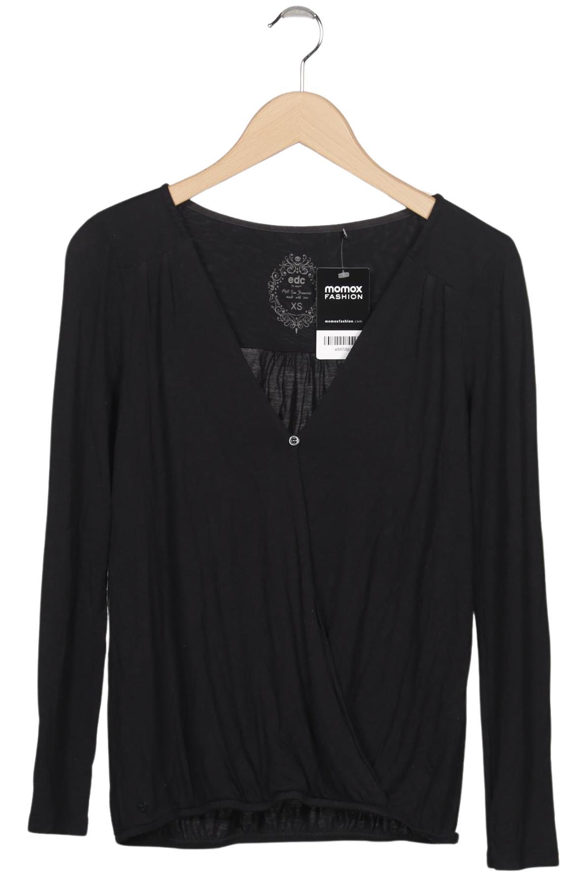 

edc by Esprit Damen Langarmshirt, schwarz, Gr. 34