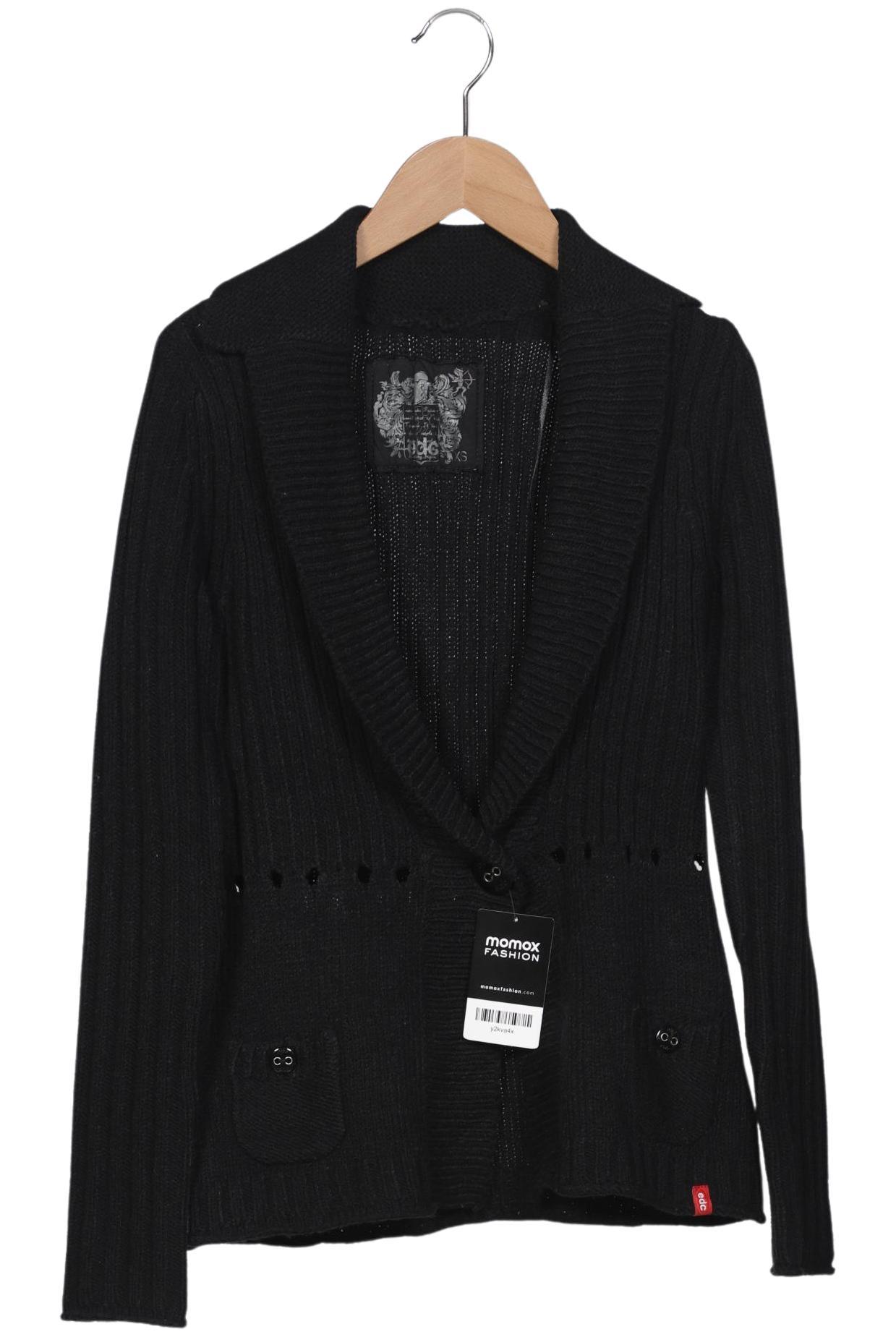 

edc by Esprit Damen Strickjacke, schwarz, Gr. 34