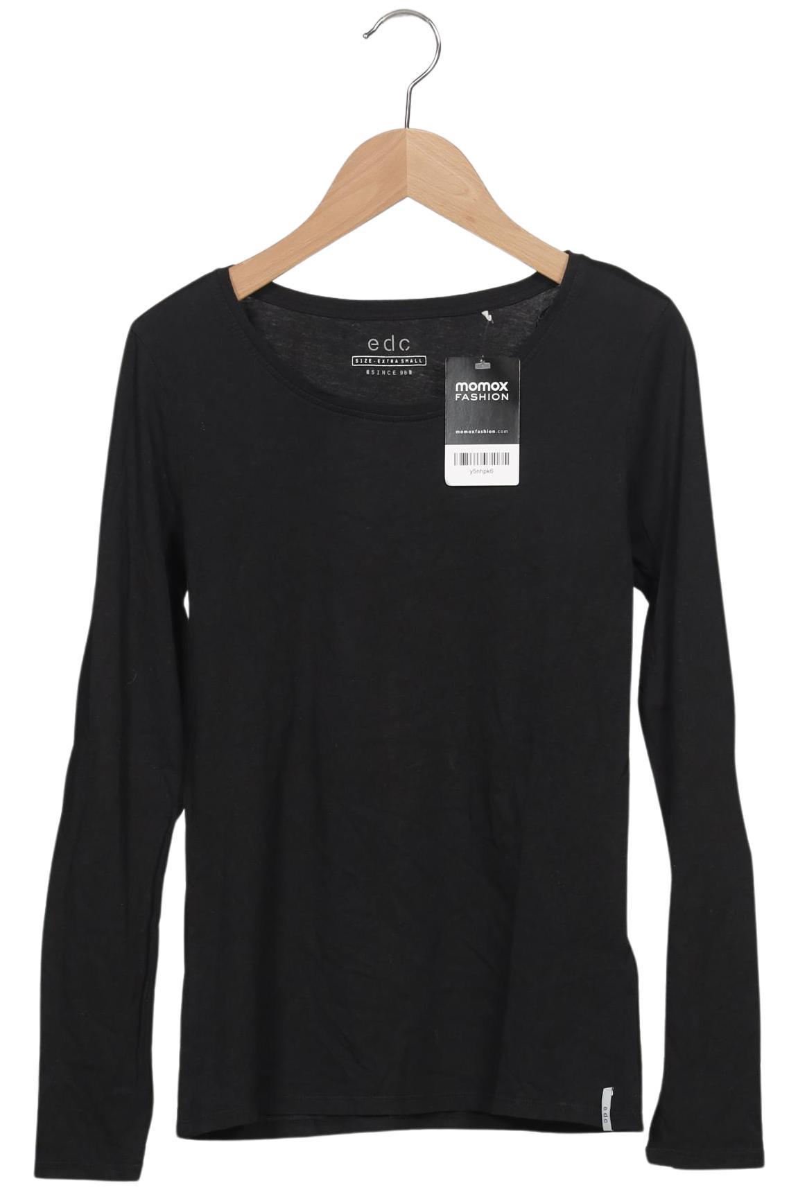 

edc by Esprit Damen Langarmshirt, schwarz, Gr. 34