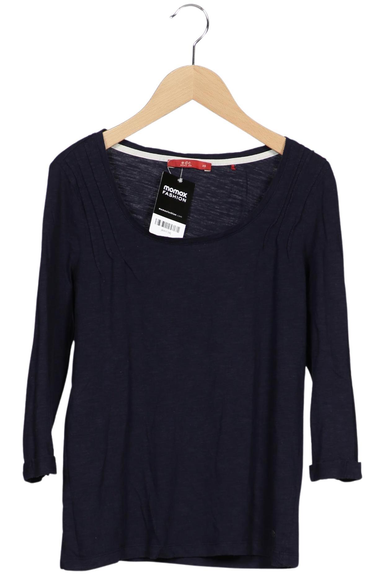 

edc by Esprit Damen Langarmshirt, marineblau, Gr. 34