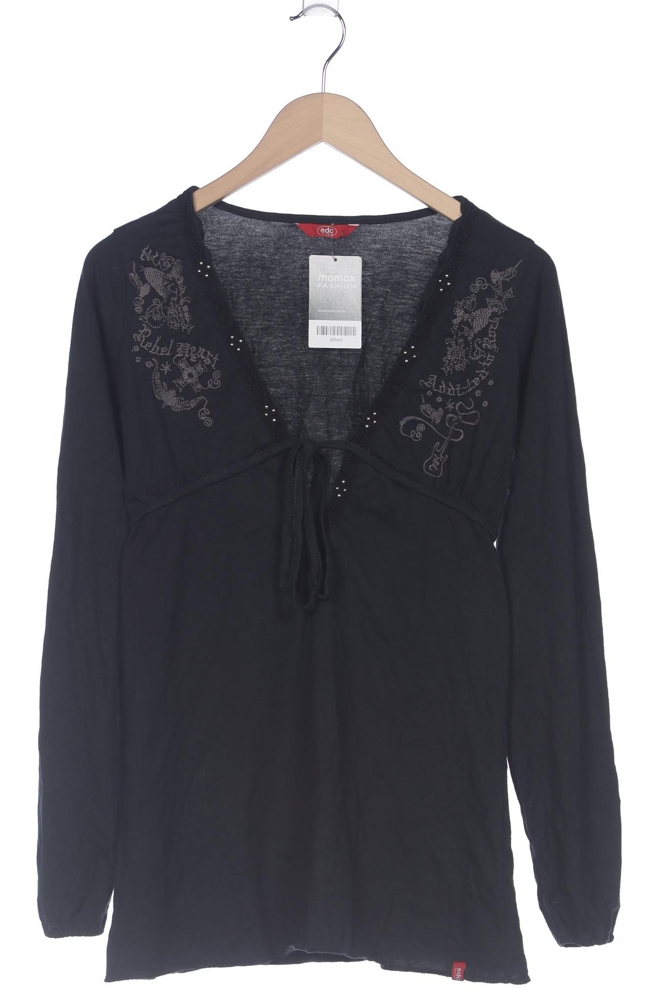 

edc by Esprit Damen Langarmshirt, schwarz, Gr. 36