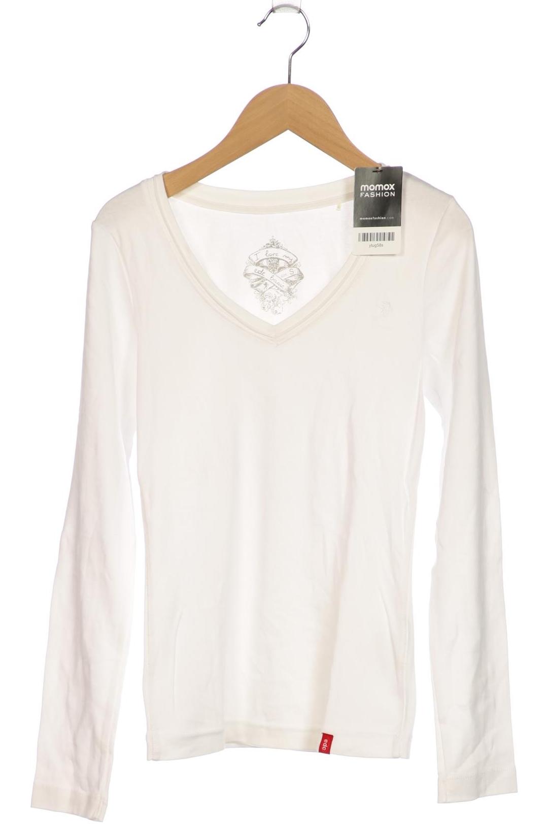 

edc by Esprit Damen Langarmshirt, weiß, Gr. 36