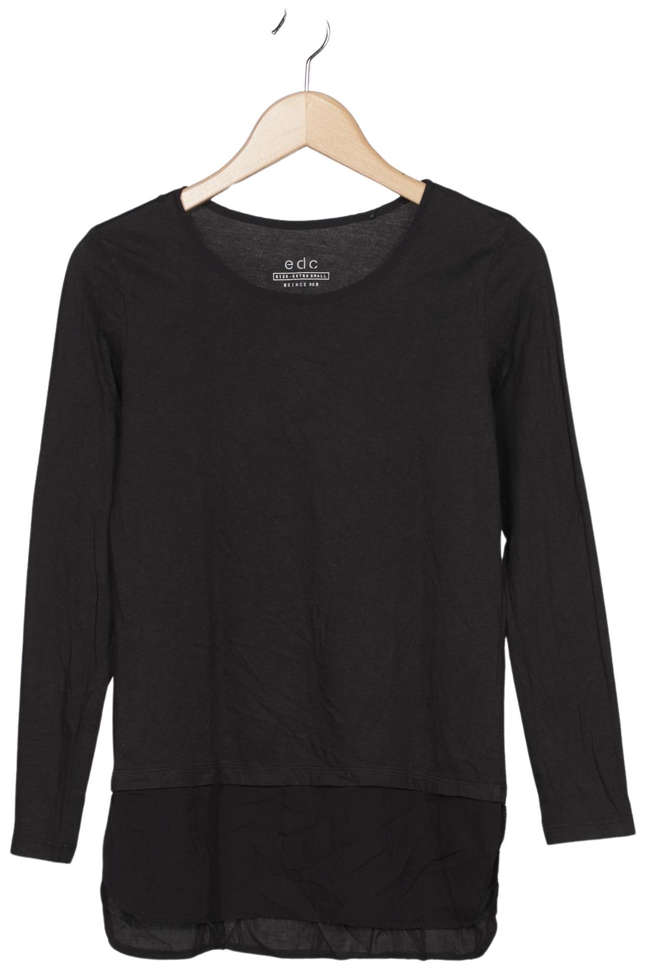 

edc by Esprit Damen Langarmshirt, schwarz, Gr. 34