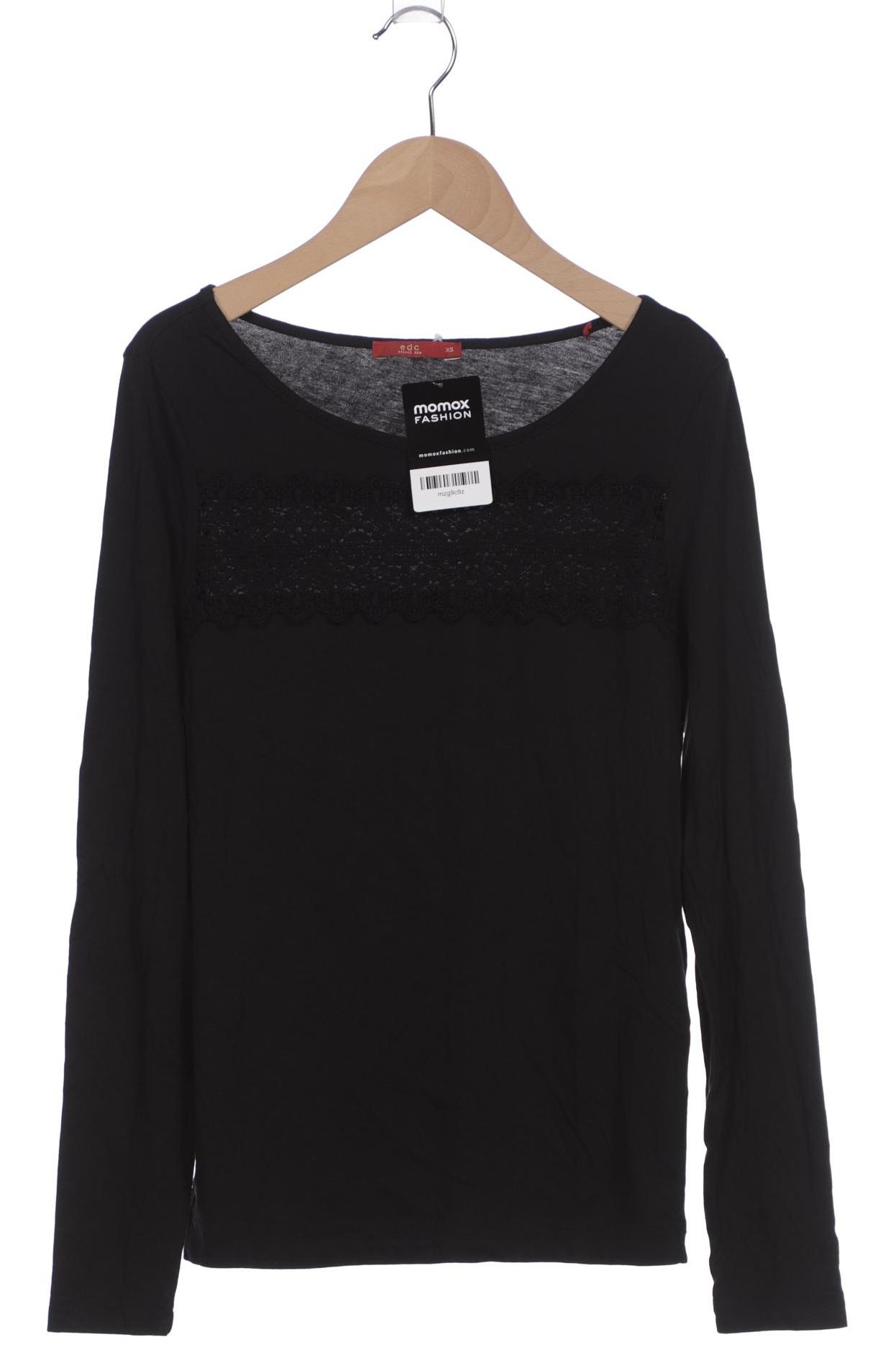 

edc by Esprit Damen Langarmshirt, schwarz, Gr. 34