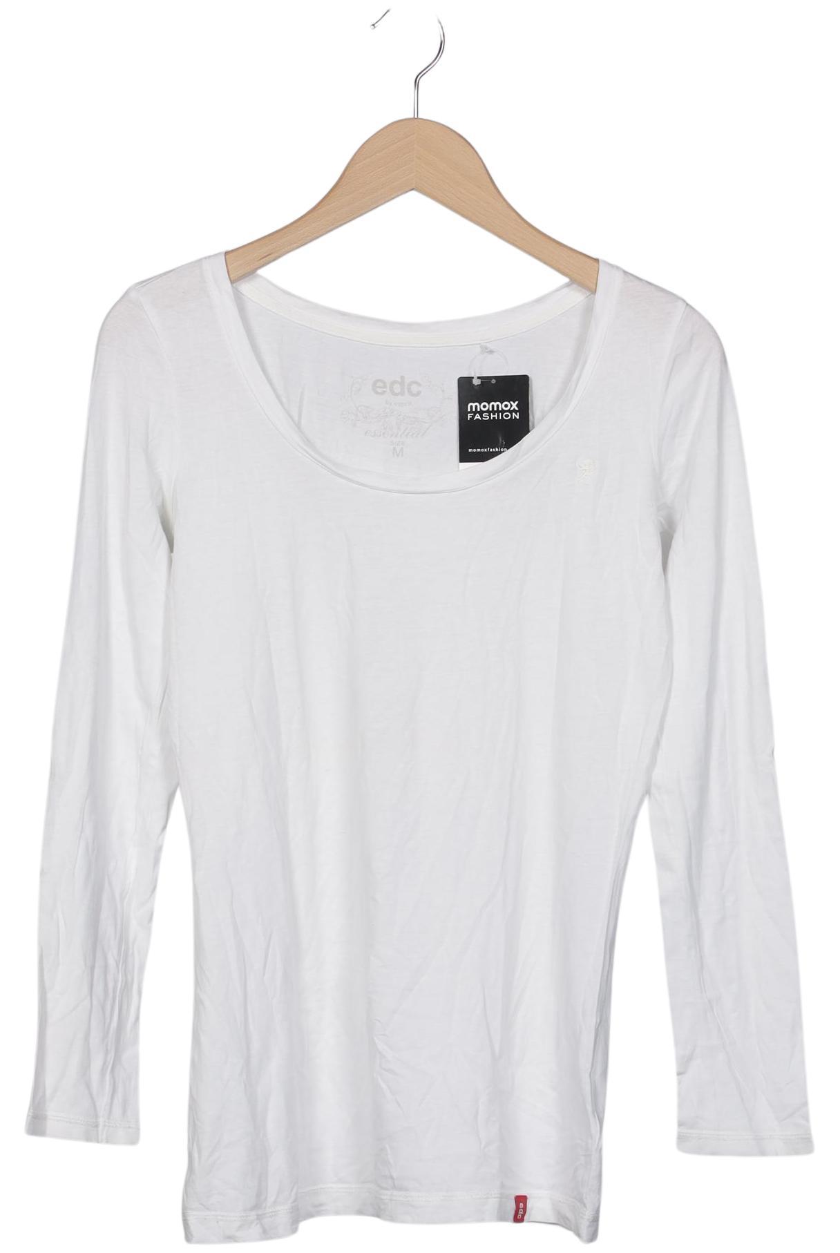 

edc by Esprit Damen Langarmshirt, weiß, Gr. 38