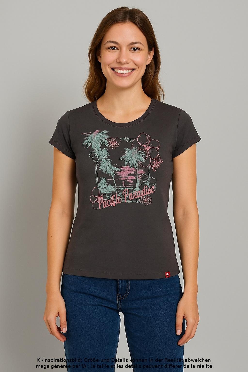 

edc by Esprit Damen T-Shirt, grau, Gr. 36