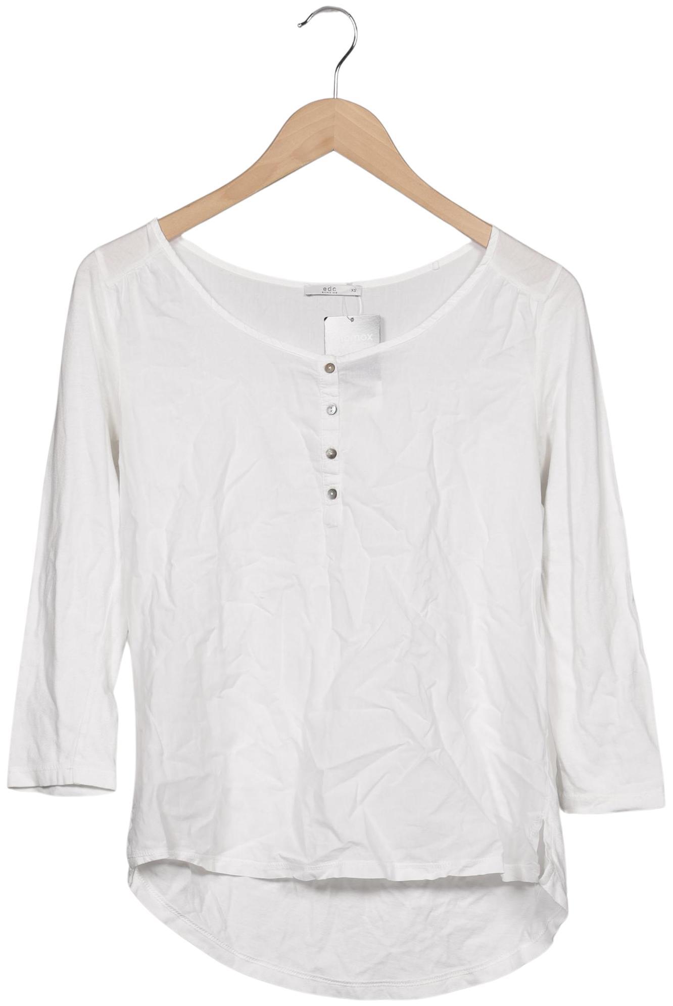 

edc by Esprit Damen Langarmshirt, weiß, Gr. 34