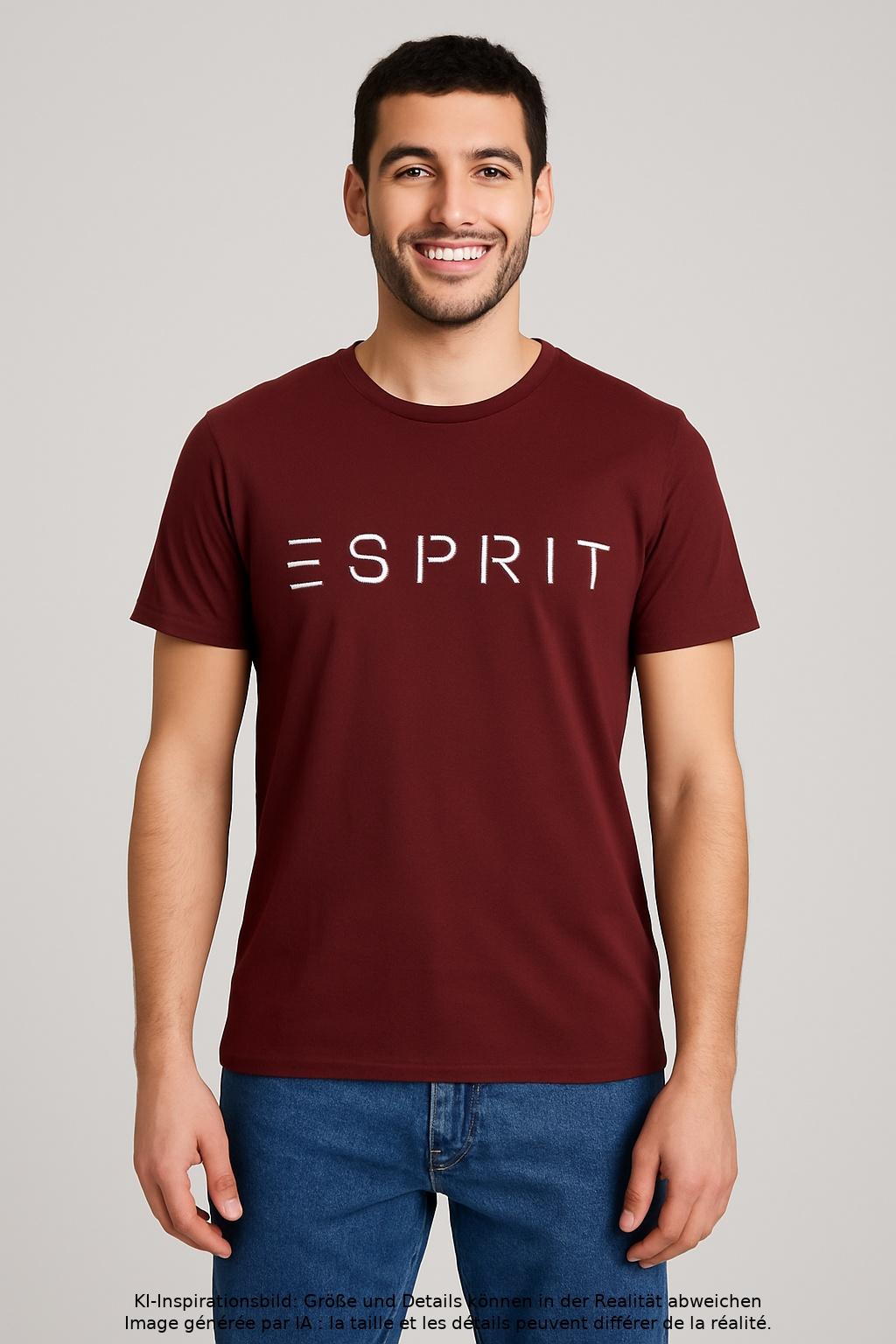 

Esprit Herren T-Shirt, bordeaux, Gr. 46