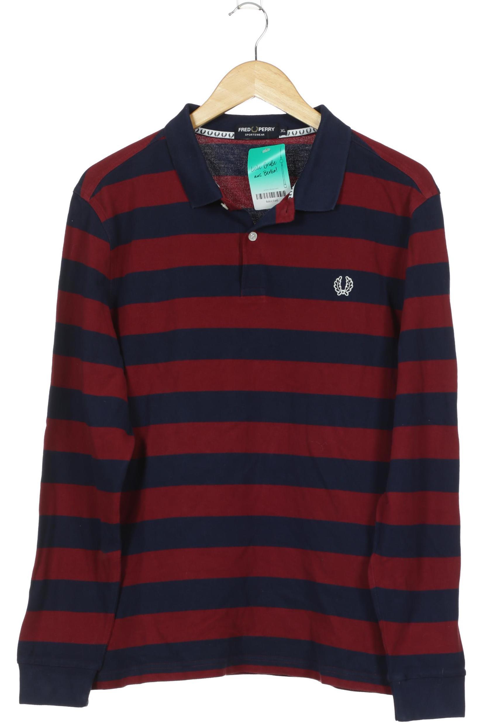 Thumbnail - Fred Perry Herren Langarmshirt, rot, Gr.