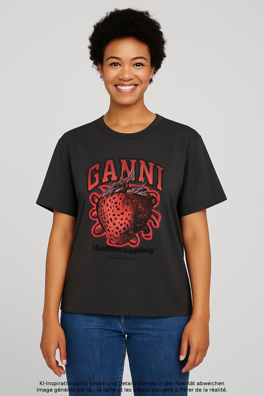 

Ganni Damen T-Shirt, grau, Gr. 44