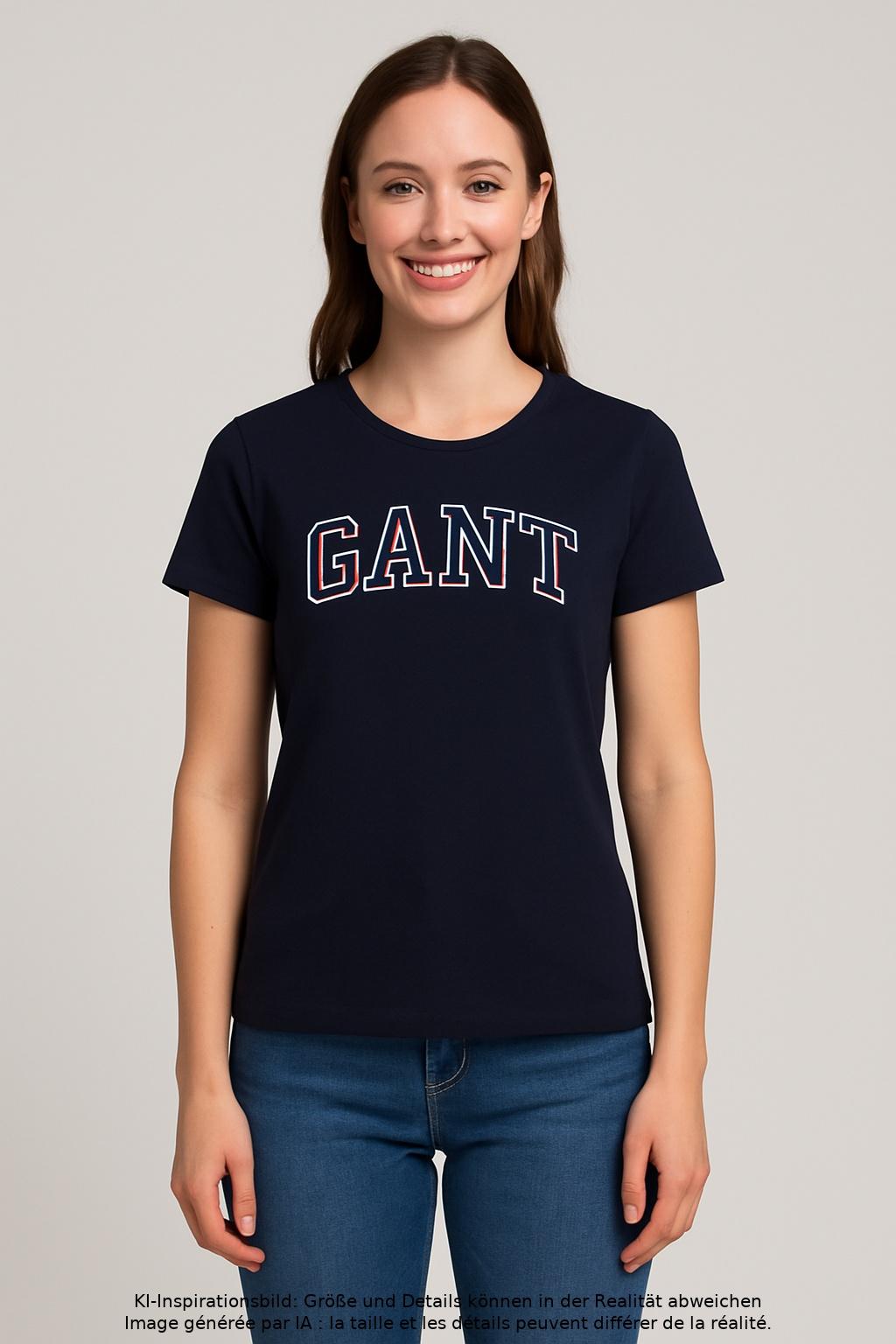 

Gant Damen T-Shirt, marineblau, Gr. 38