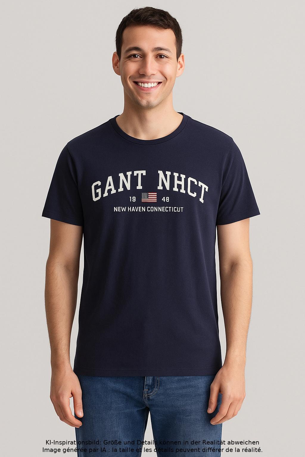 

Gant Herren T-Shirt, marineblau, Gr. 46