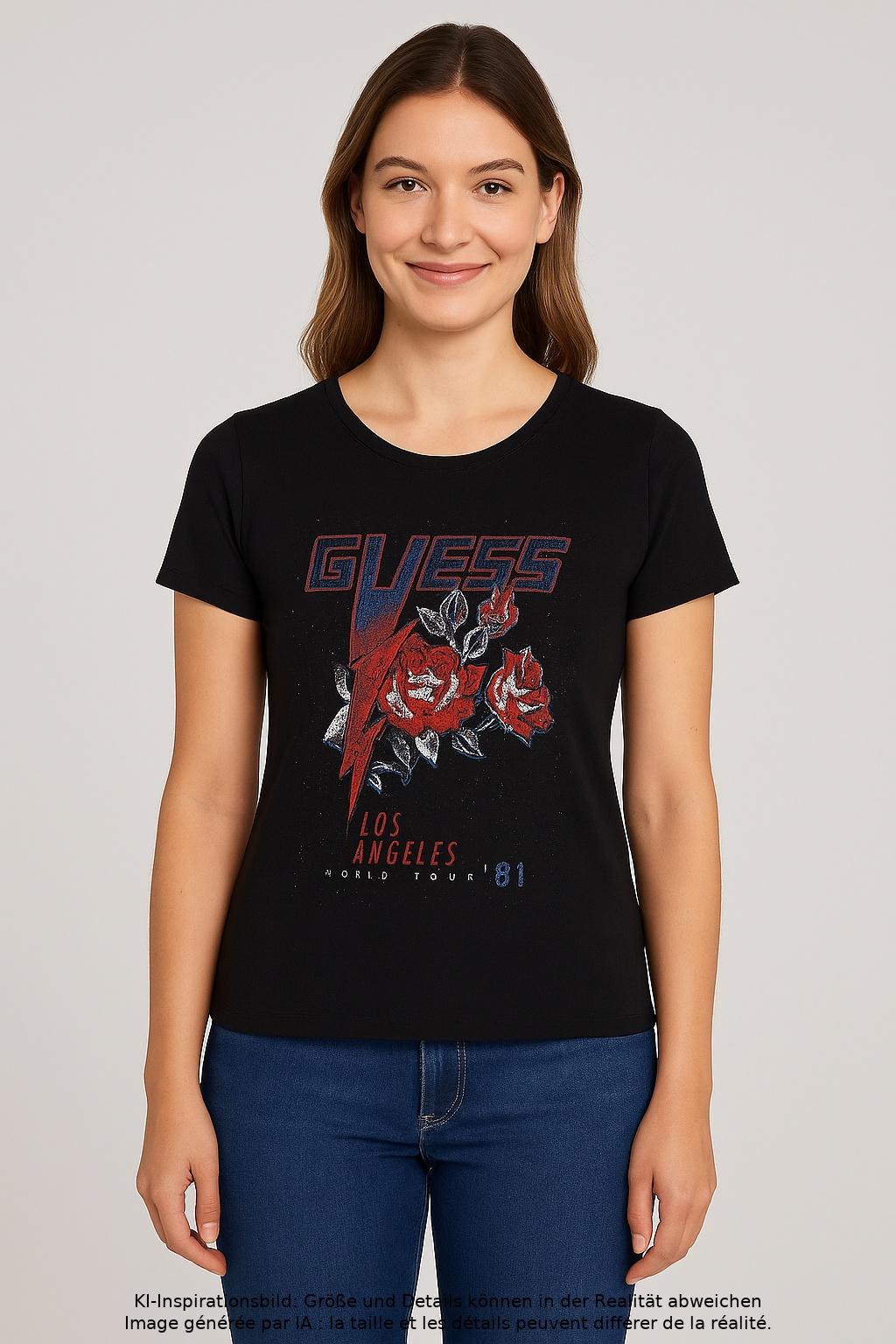 

Guess Damen T-Shirt, schwarz, Gr. 36