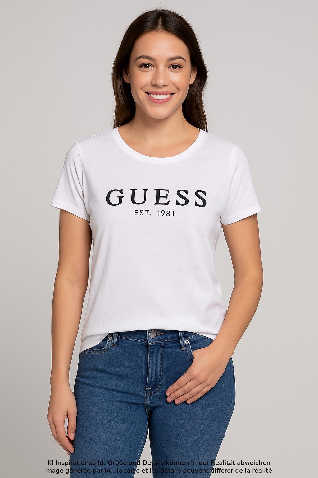

Guess Damen T-Shirt, weiß, Gr. 34