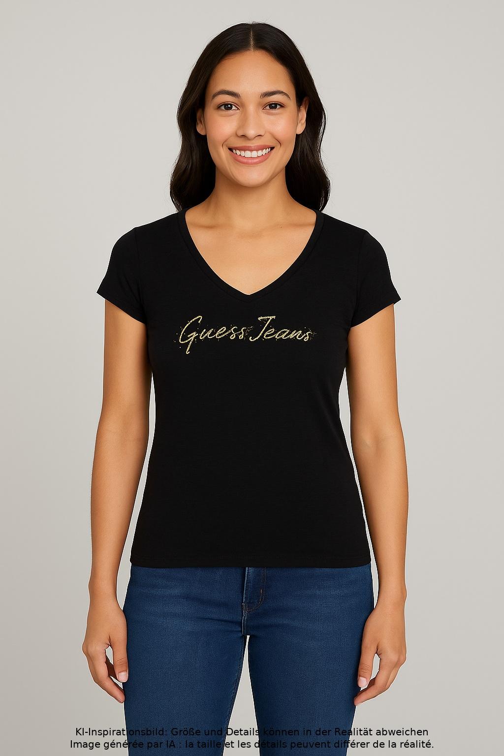 

Guess Damen T-Shirt, schwarz, Gr. 42