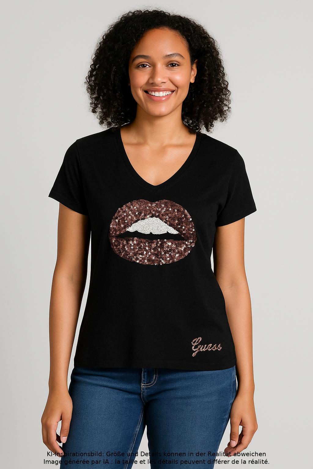 

Guess Damen T-Shirt, schwarz, Gr. 46