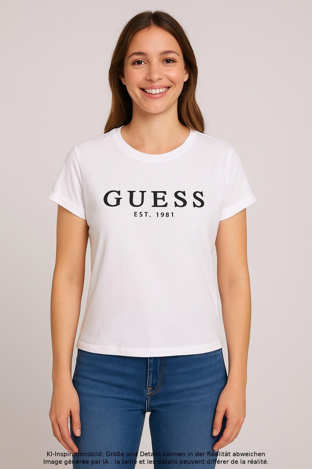 

Guess Damen T-Shirt, weiß, Gr. 34