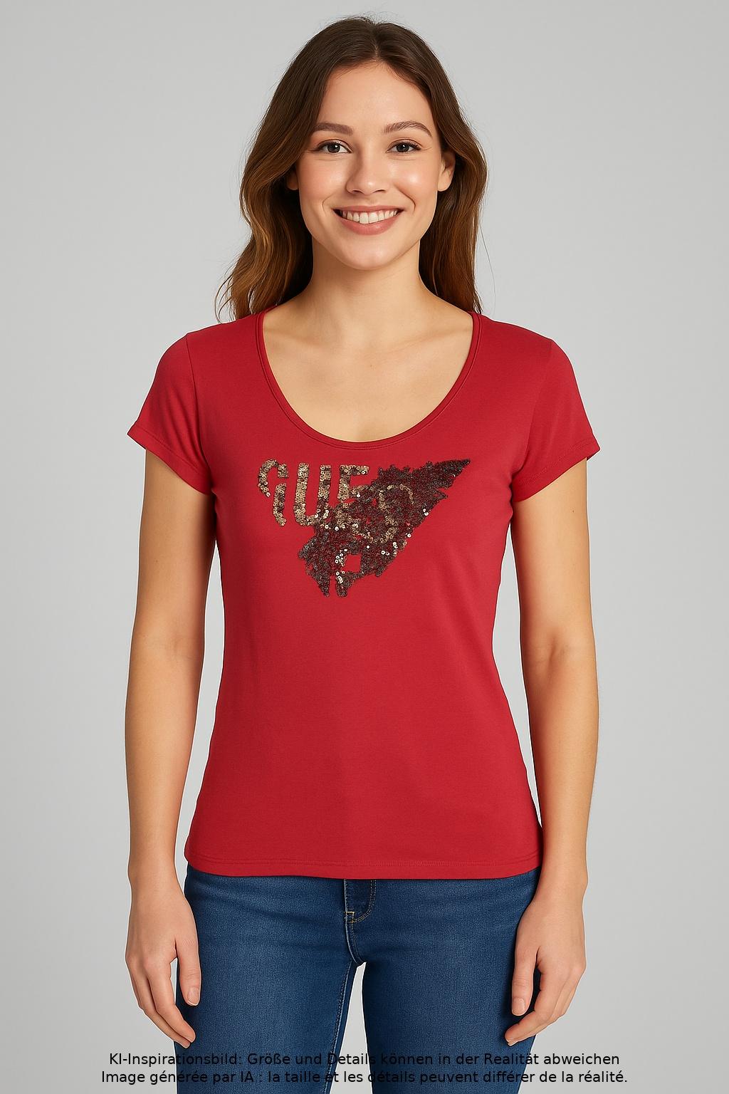 

Guess Damen T-Shirt, rot, Gr. 34