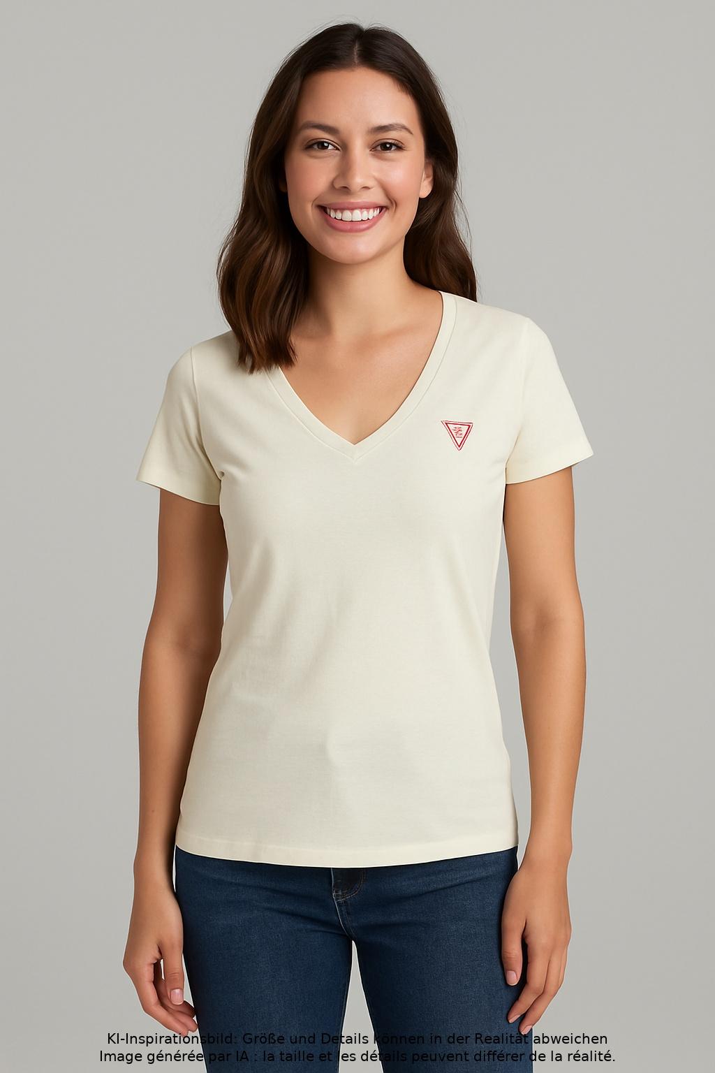 

Guess Damen T-Shirt, cremeweiß, Gr. 36