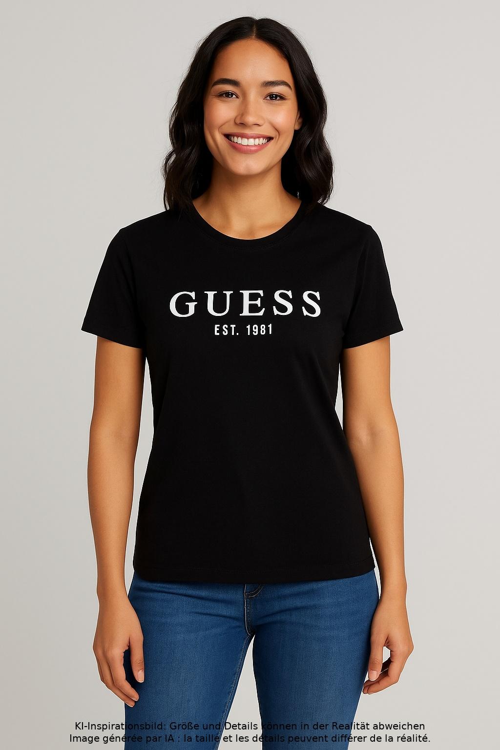 

Guess Damen T-Shirt, schwarz, Gr. 34