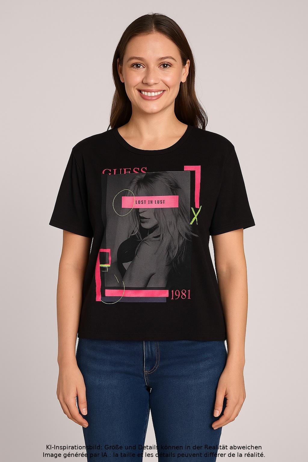 

Guess Damen T-Shirt, schwarz, Gr. 40