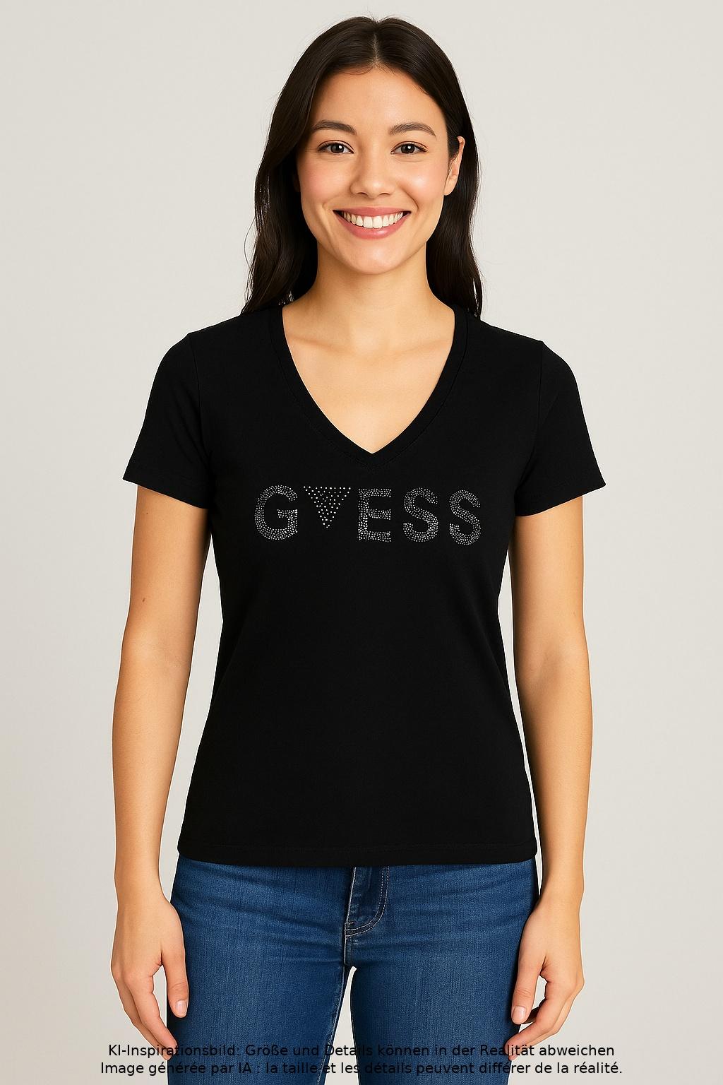 

Guess Damen T-Shirt, schwarz, Gr. 34
