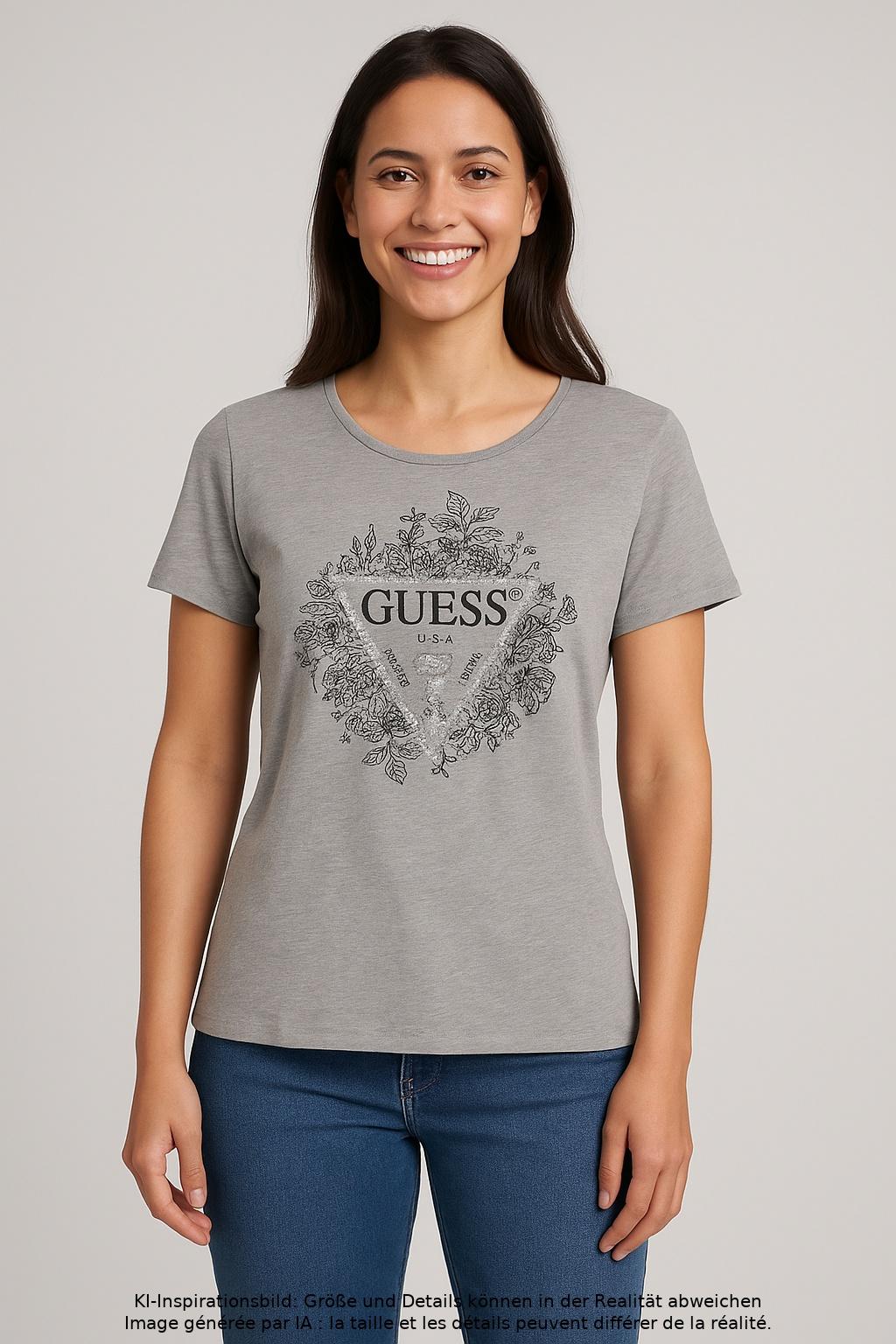 

Guess Damen T-Shirt, grau, Gr. 38