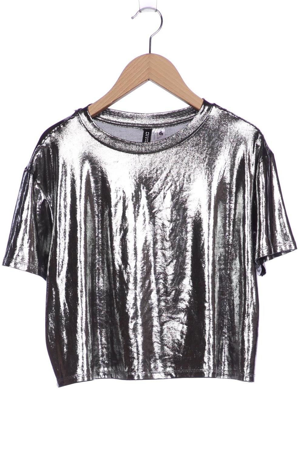 

H&M Damen T-Shirt, silber, Gr. 34