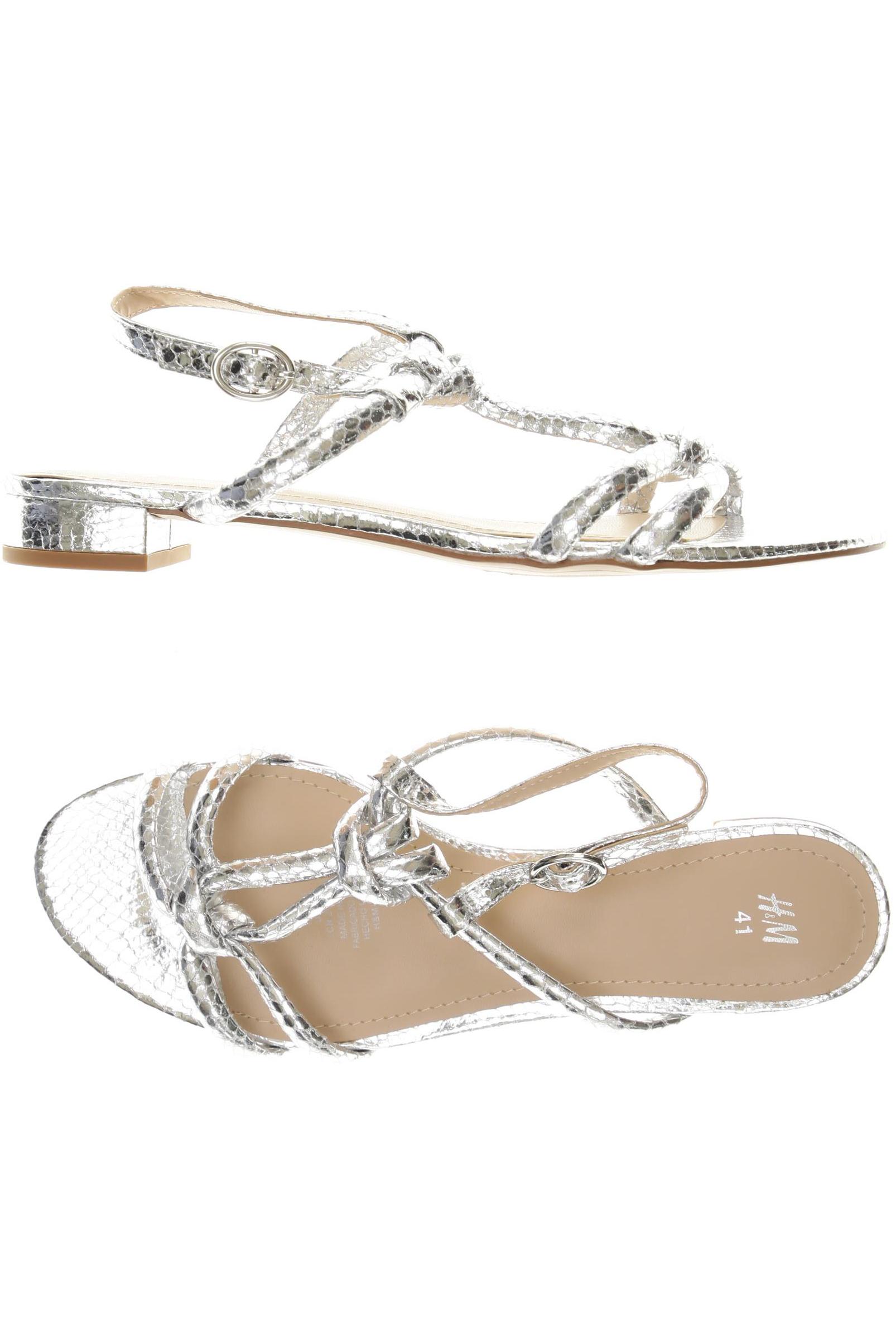 

H&M Damen Sandale, silber, Gr. 41