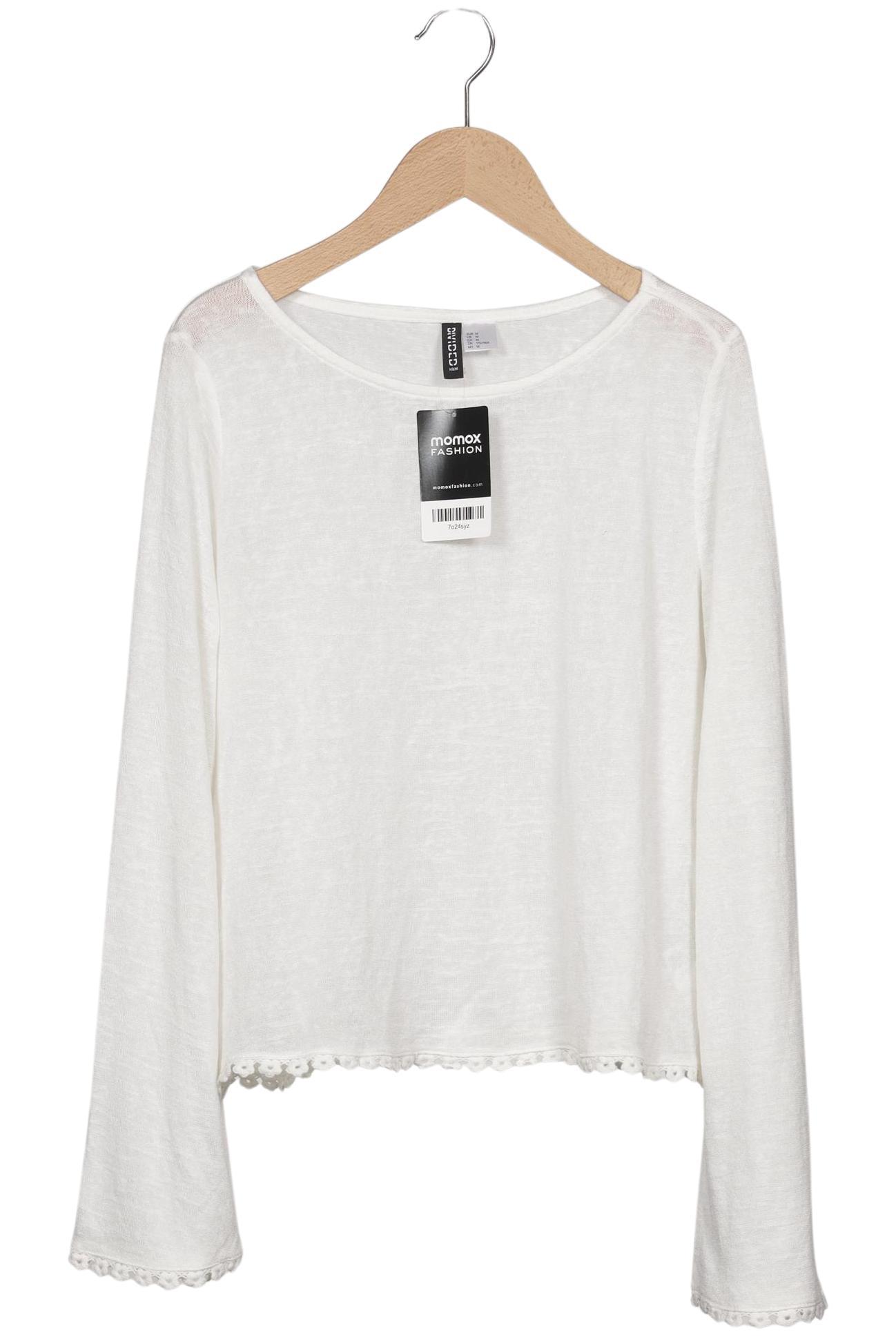 

H&M Damen Langarmshirt, weiß, Gr. 38