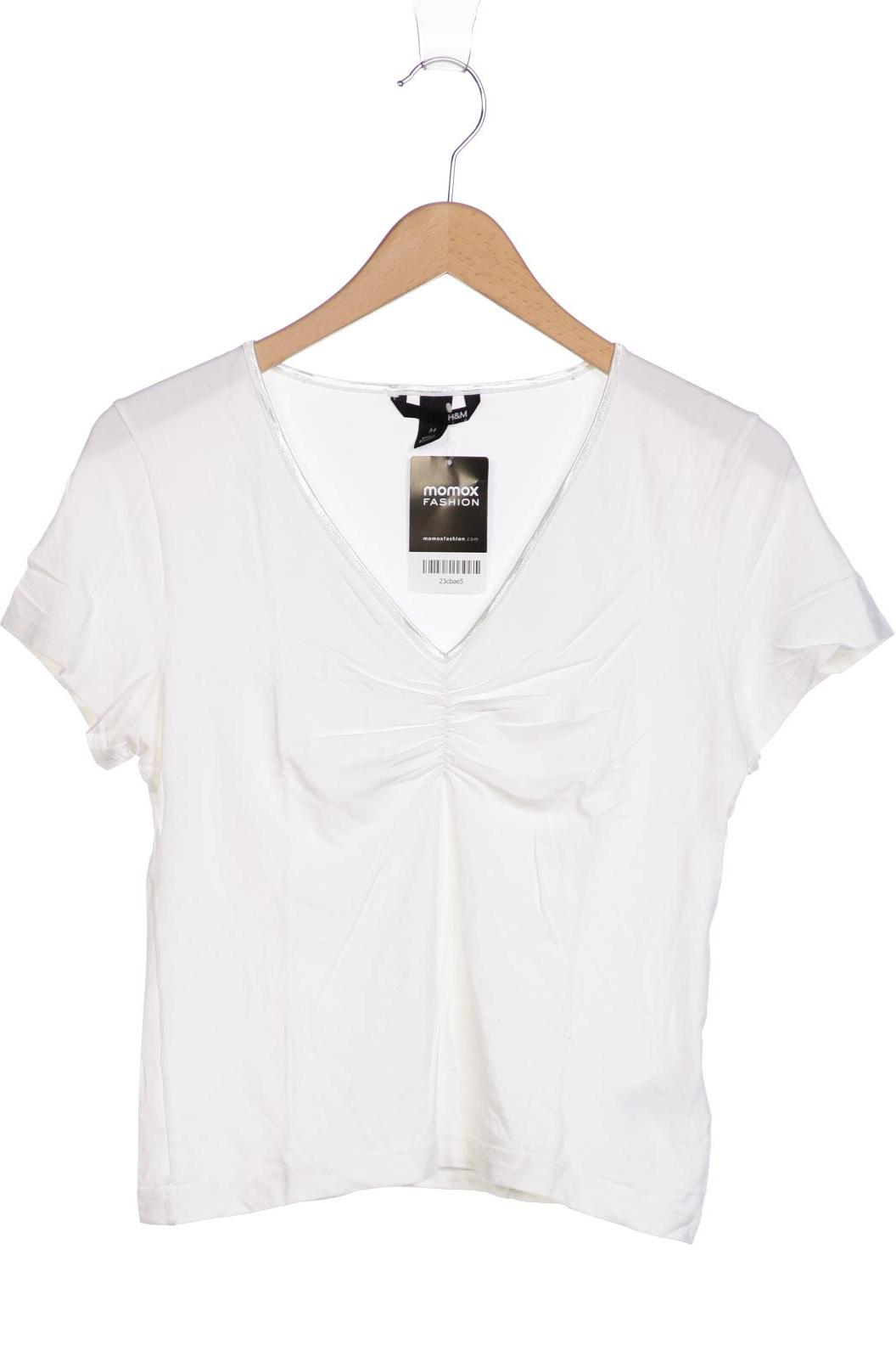 

H&M Damen T-Shirt, cremeweiß