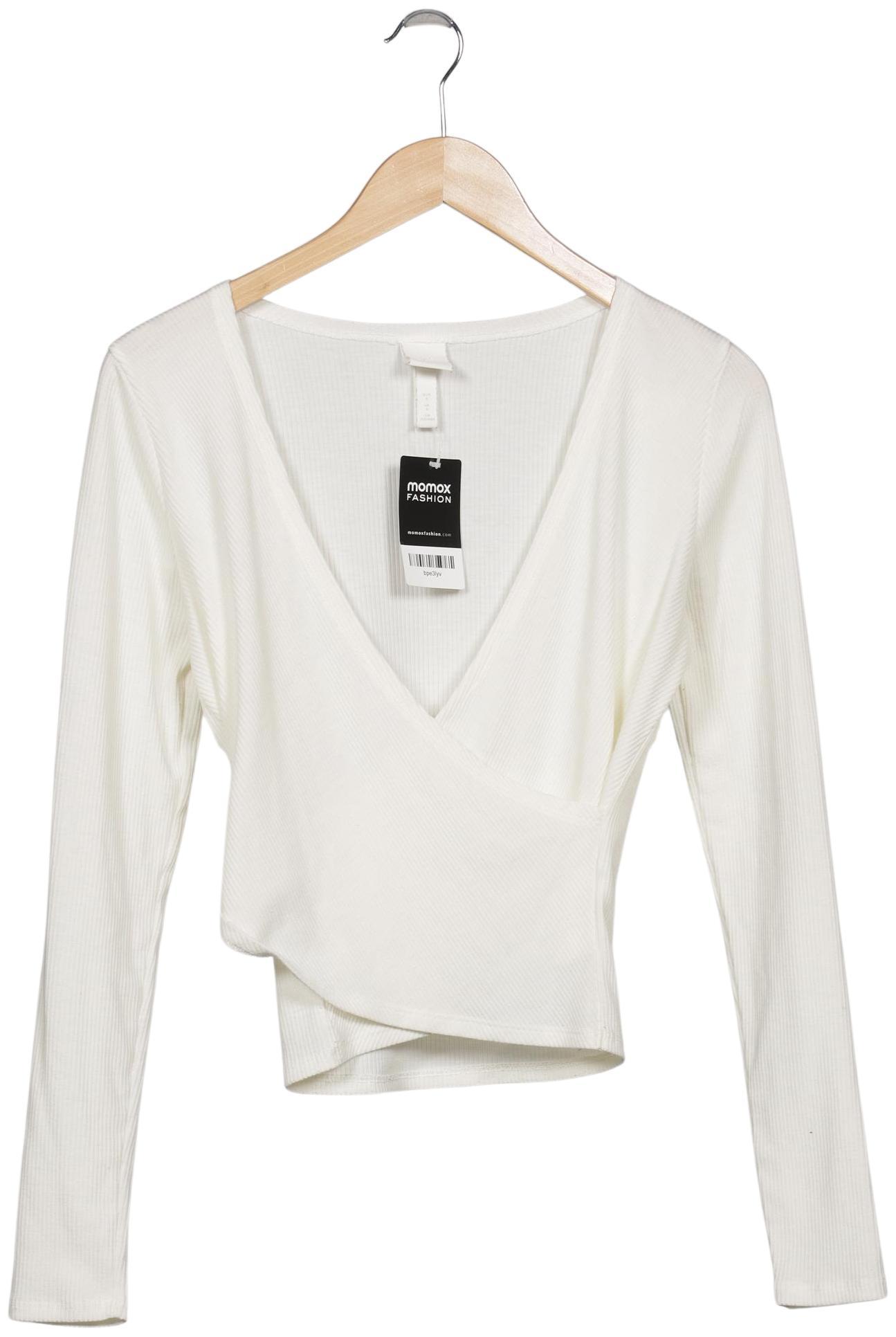 

H&M Damen Langarmshirt, weiß, Gr. 36