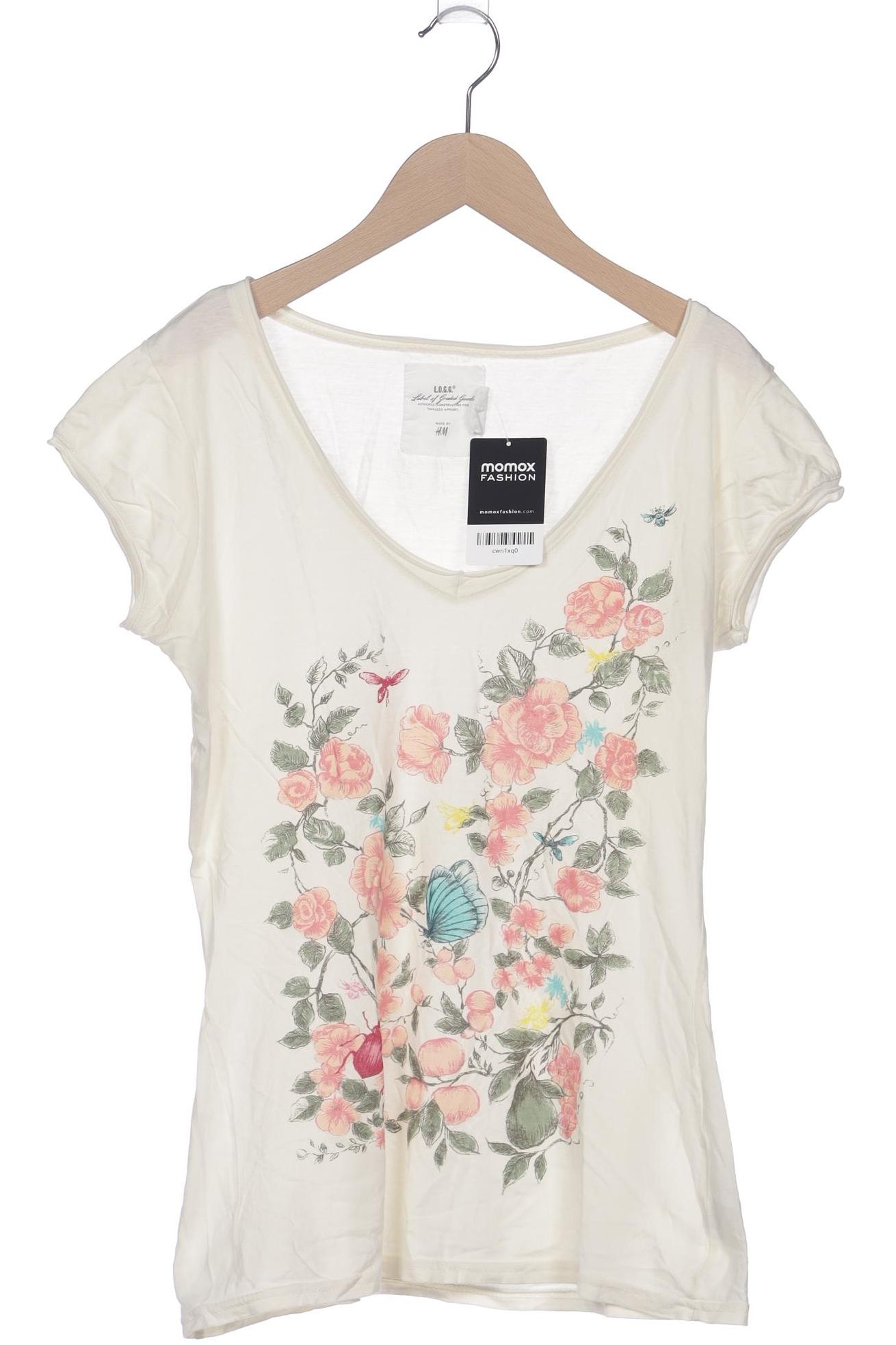 

H&M Damen T-Shirt, cremeweiß, Gr. 38