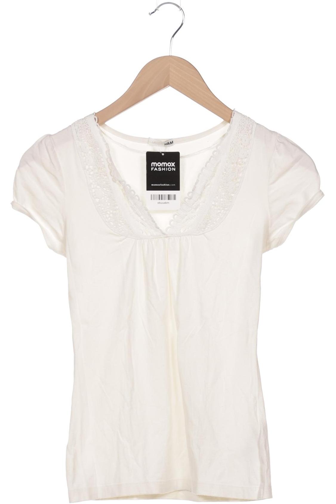 

H&M Damen T-Shirt, cremeweiß, Gr. 34