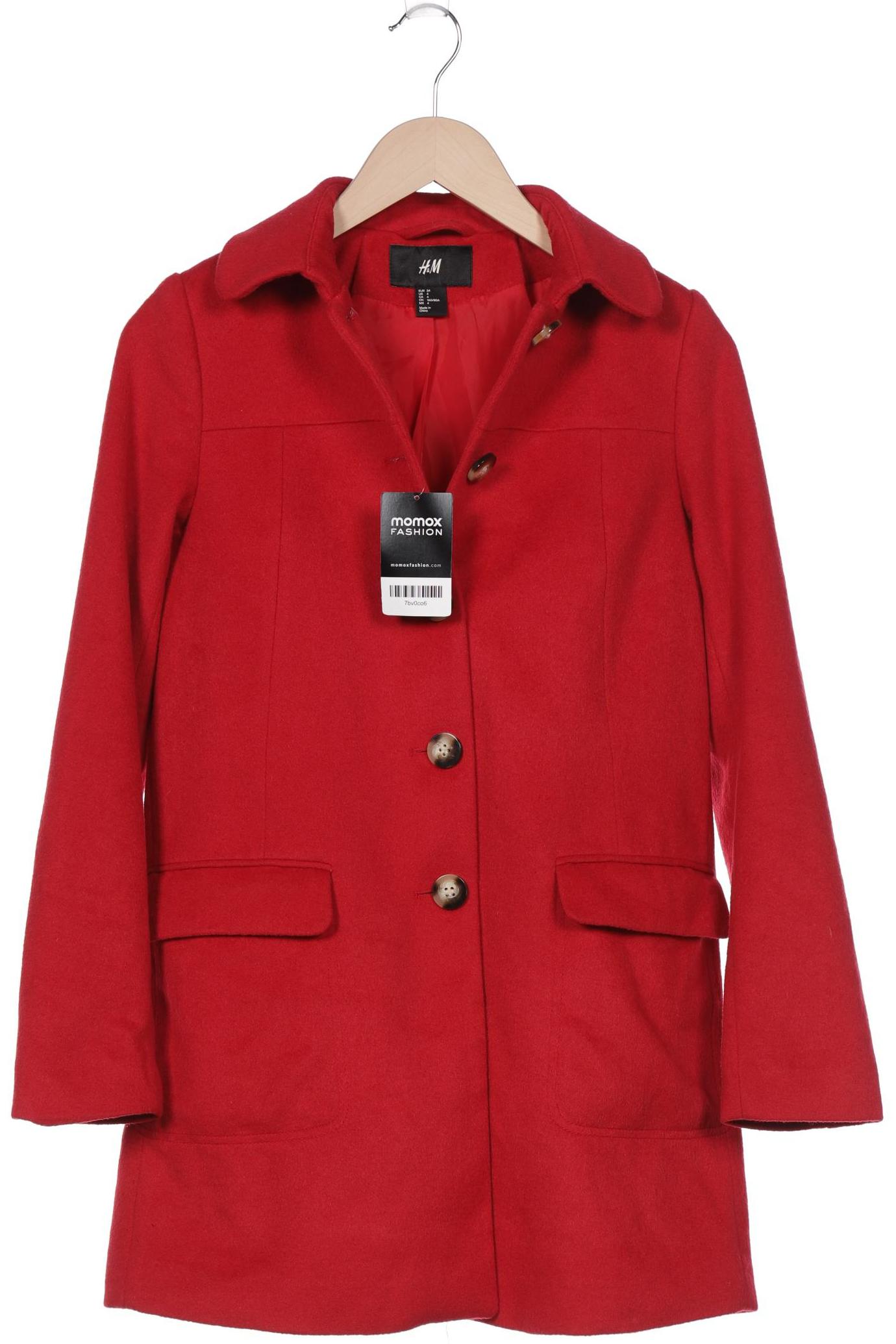 

H&M Damen Mantel, rot, Gr. 34