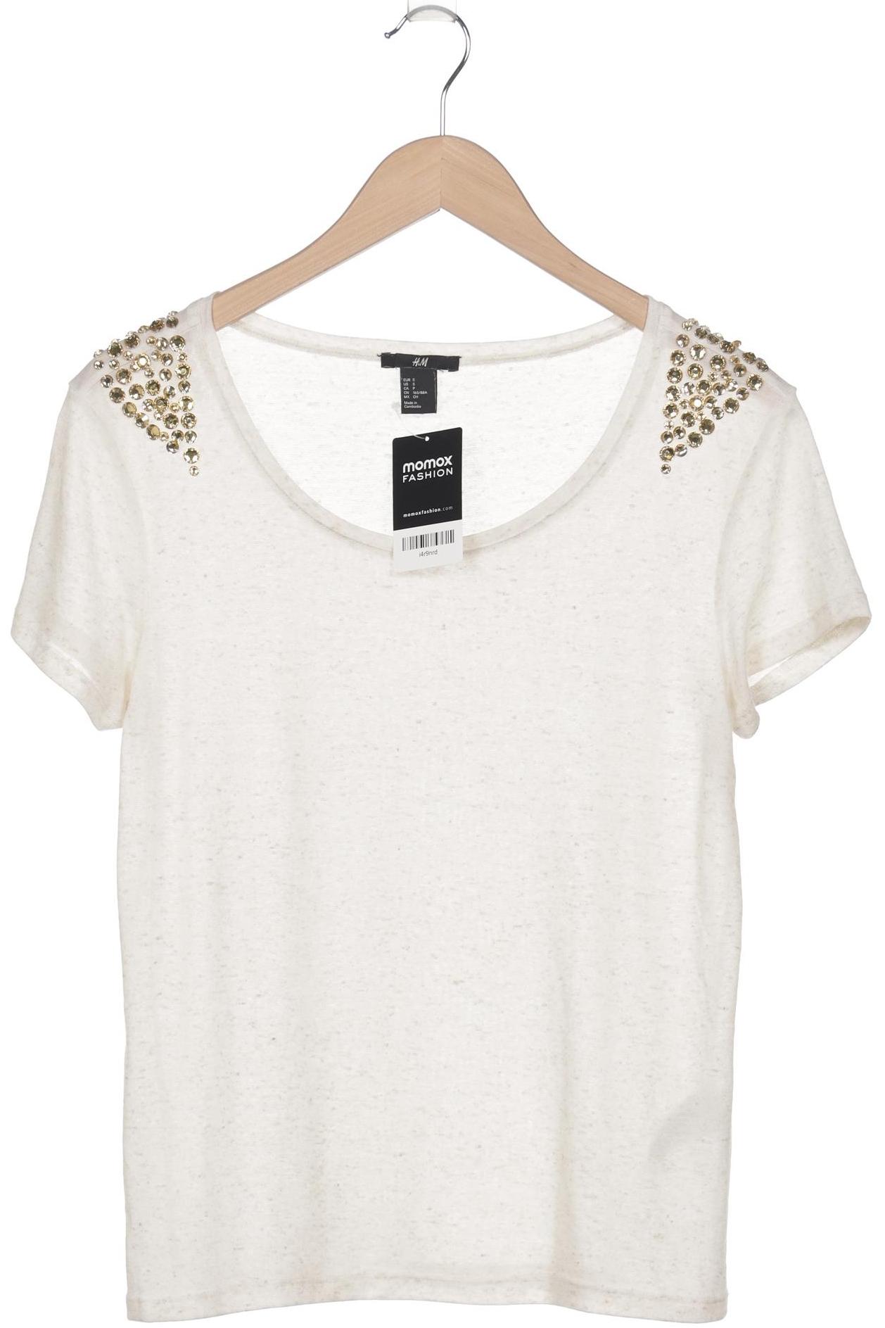 

H&M Damen T-Shirt, cremeweiß, Gr. 36