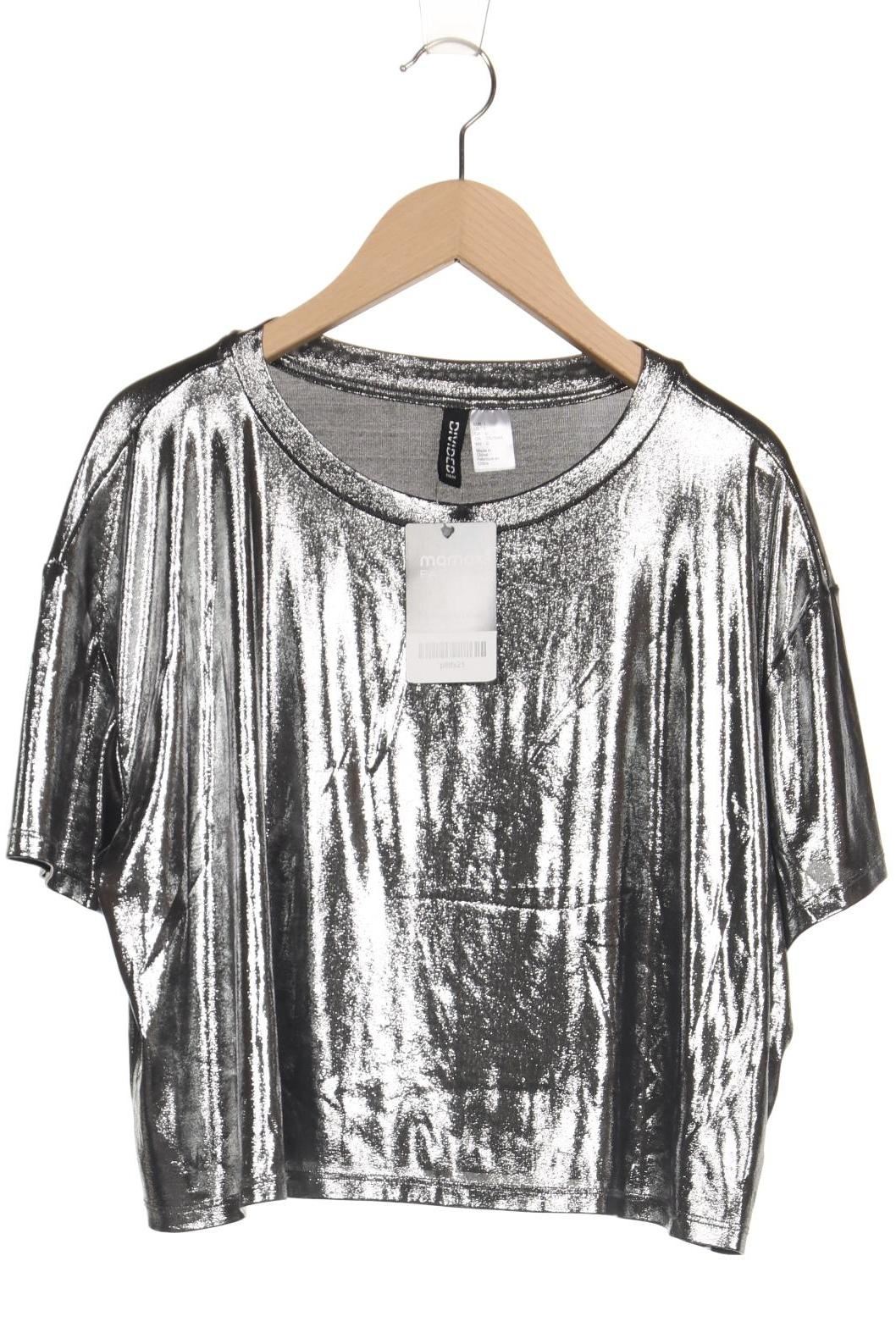 

H&M Damen T-Shirt, silber, Gr. 42