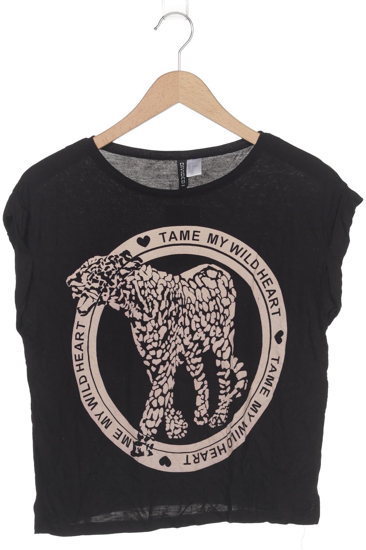 

H&M Damen T-Shirt, schwarz, Gr. 34