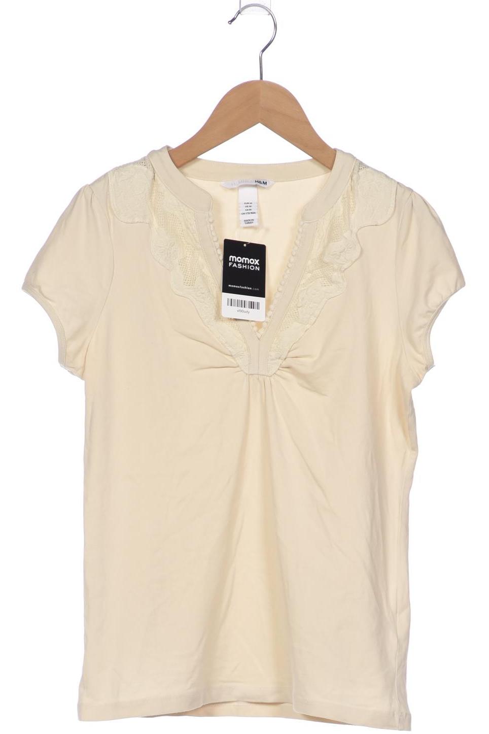

H&M Damen T-Shirt, cremeweiß, Gr. 38