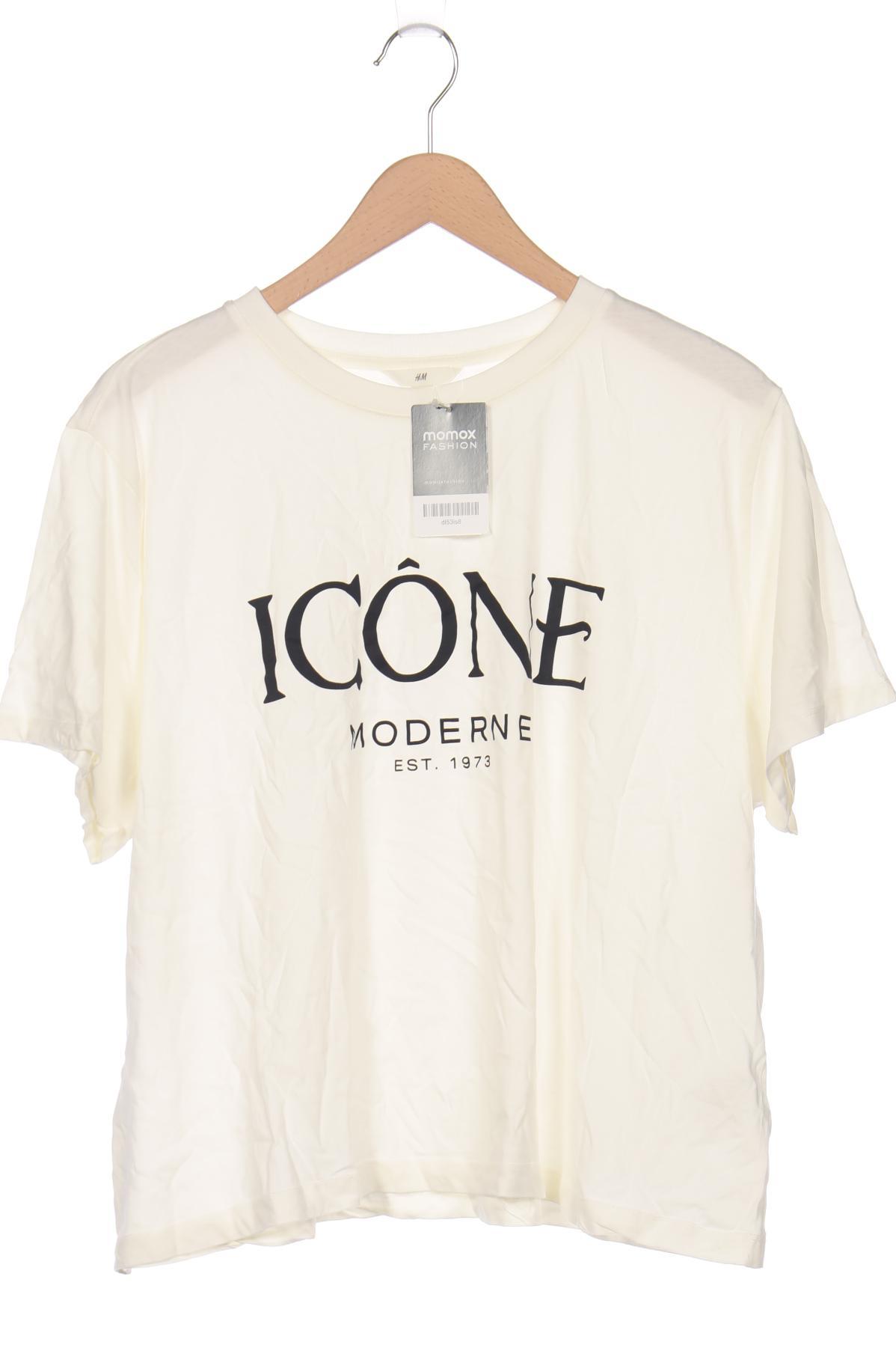

H&M Damen T-Shirt, cremeweiß, Gr. 46