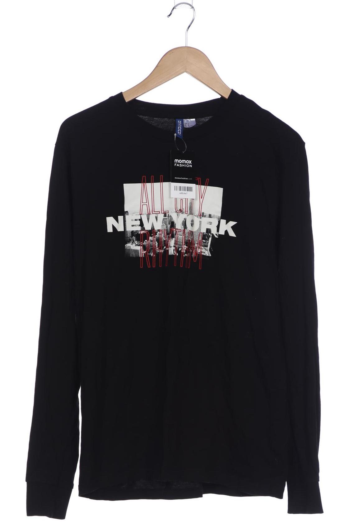 

H&M Herren Langarmshirt, schwarz, Gr. 48