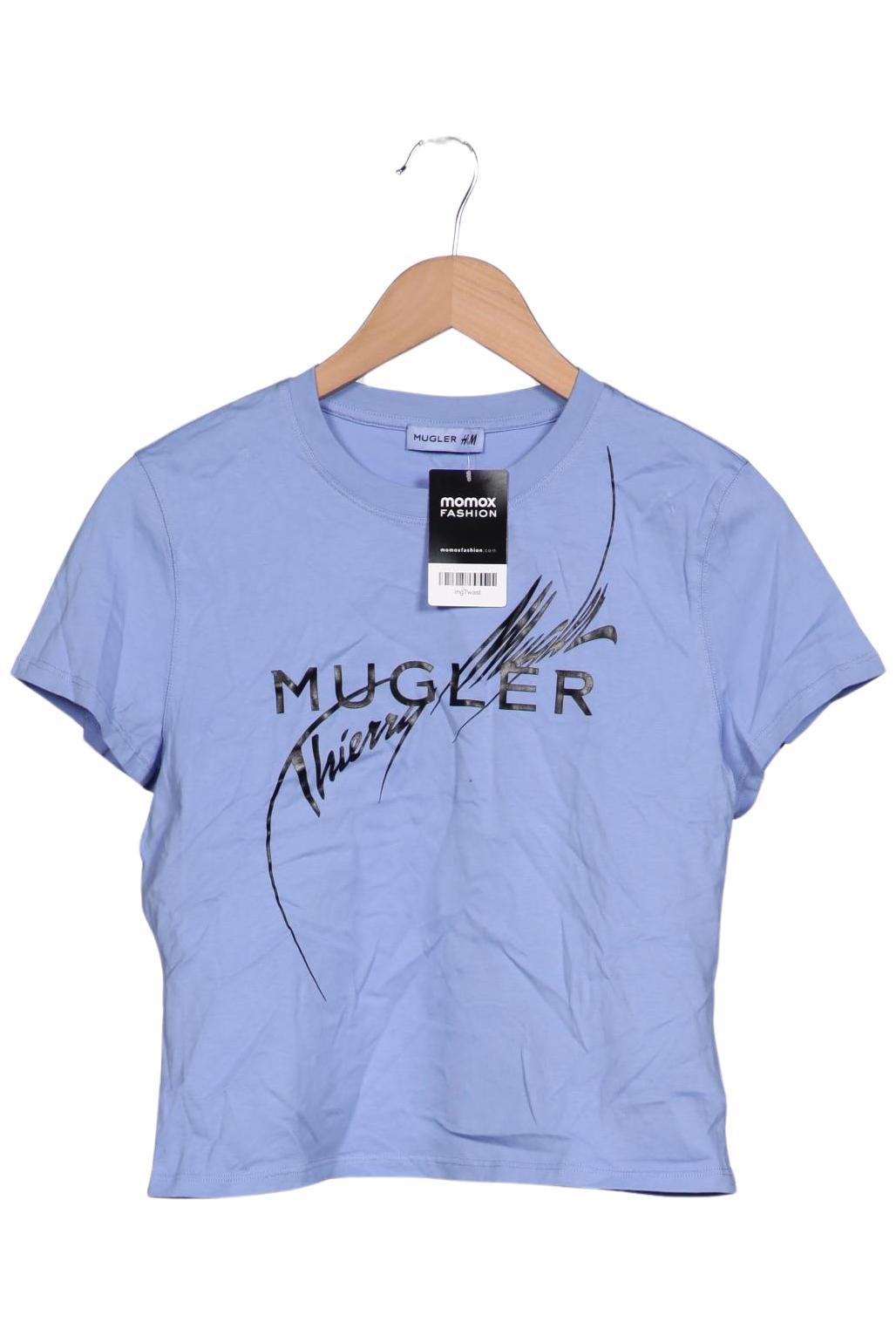 

H&M x Mugler Damen T-Shirt, hellblau, Gr. 42