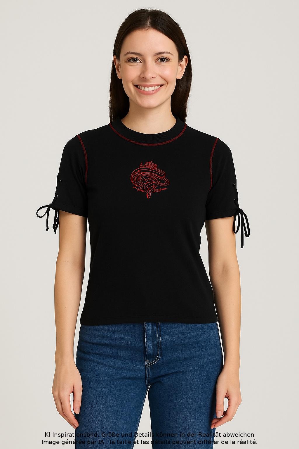 

Hell Bunny Damen T-Shirt, schwarz, Gr. 8