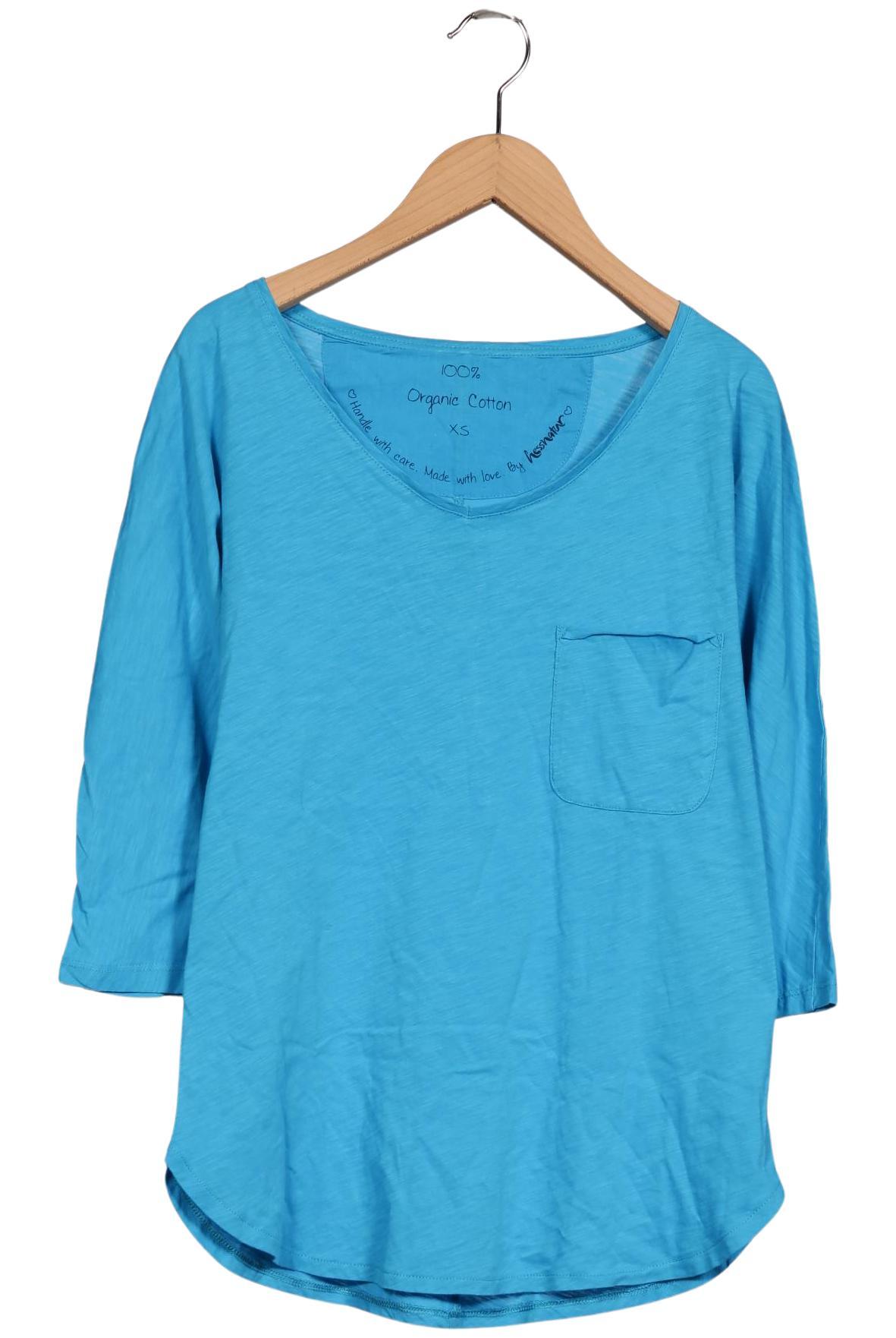

hessnatur Damen Langarmshirt, blau, Gr. 34