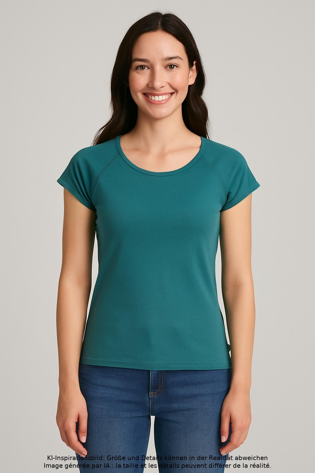 

hessnatur Damen T-Shirt, türkis, Gr. 34