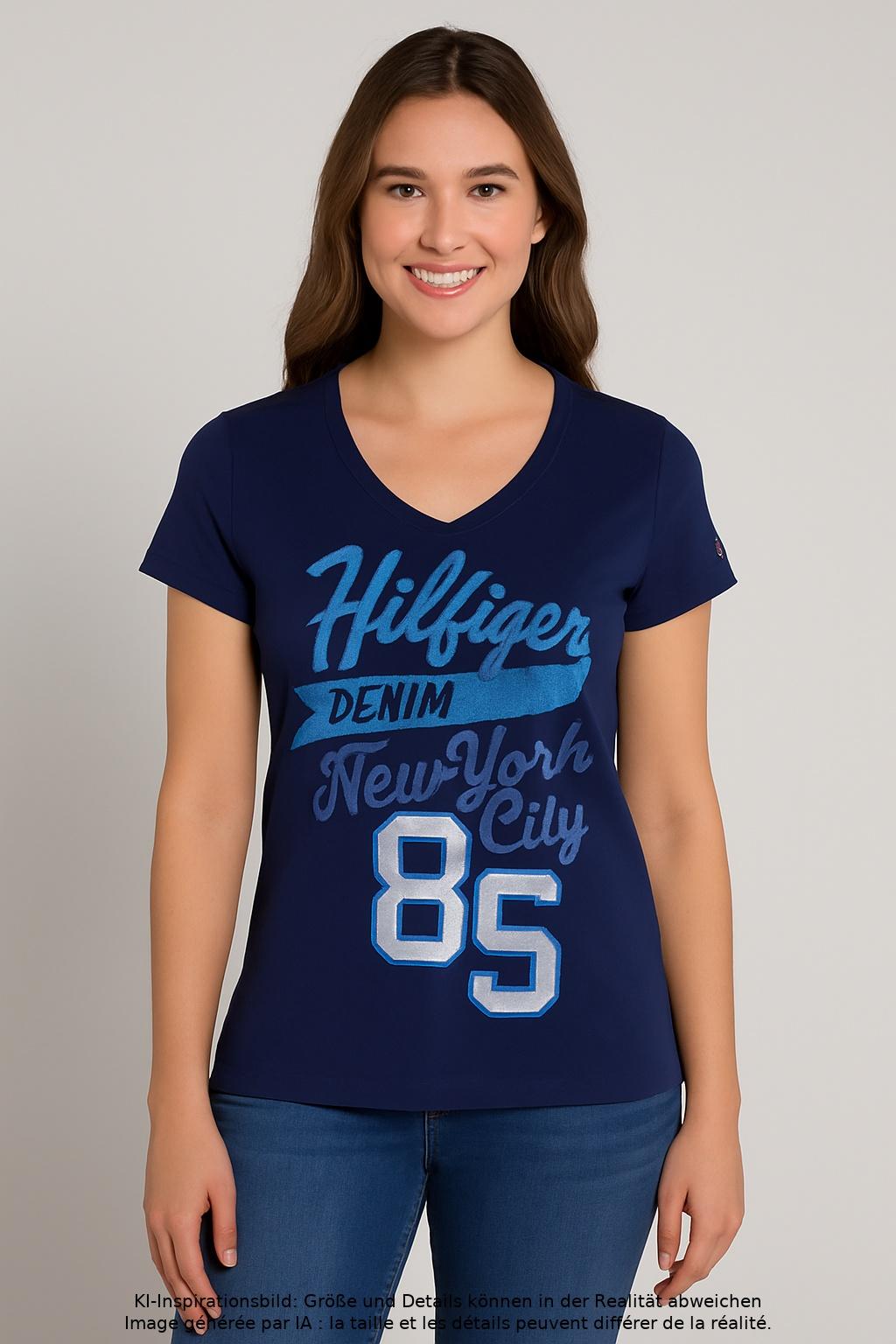 

Hilfiger Denim Damen T-Shirt, marineblau, Gr. 38