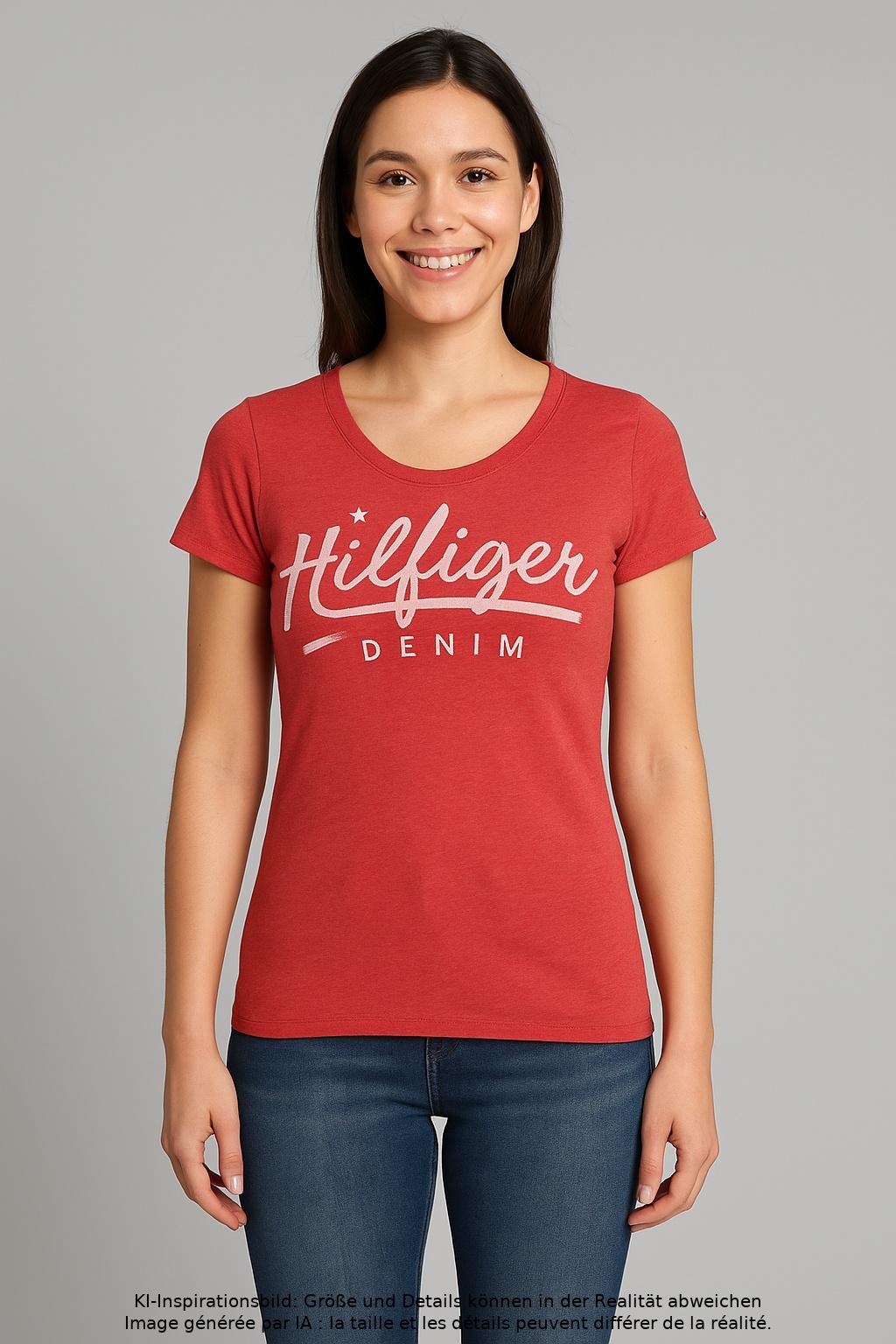 

Hilfiger Denim Damen T-Shirt, rot, Gr. 36